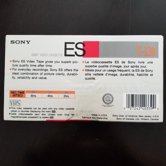 SONY | ES T-120 VHS video tapes sealed lot of 4 - Picture 3 of 5